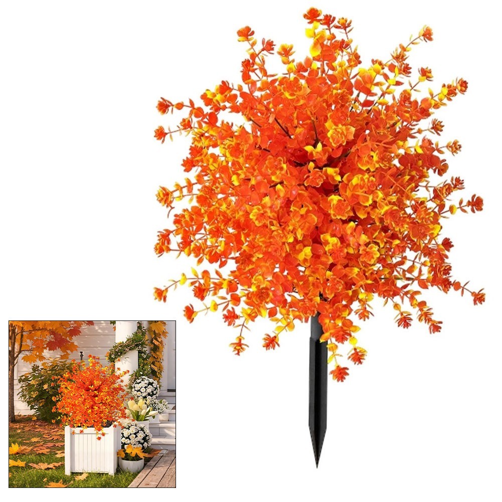 Artificial Plants Garden Stake Faux Eucalyptus Leaf Outdoor Decoration