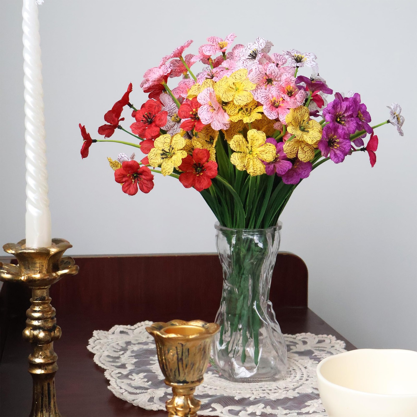 24 Bundles Artificial Flowers for Outdoor Indoor, Fake Flowers Plants UV Resi…