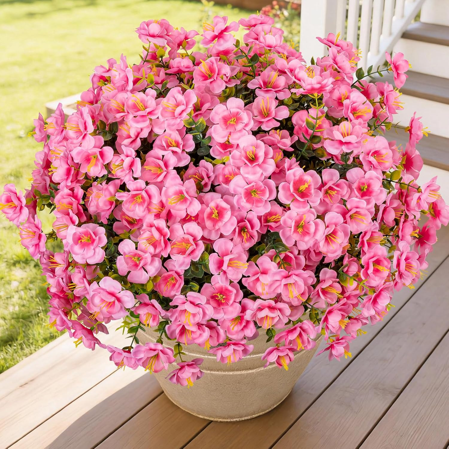 16 Bundles Realistic Artificial Camellia Flowers for Outdoor, UV Resistant Faux
