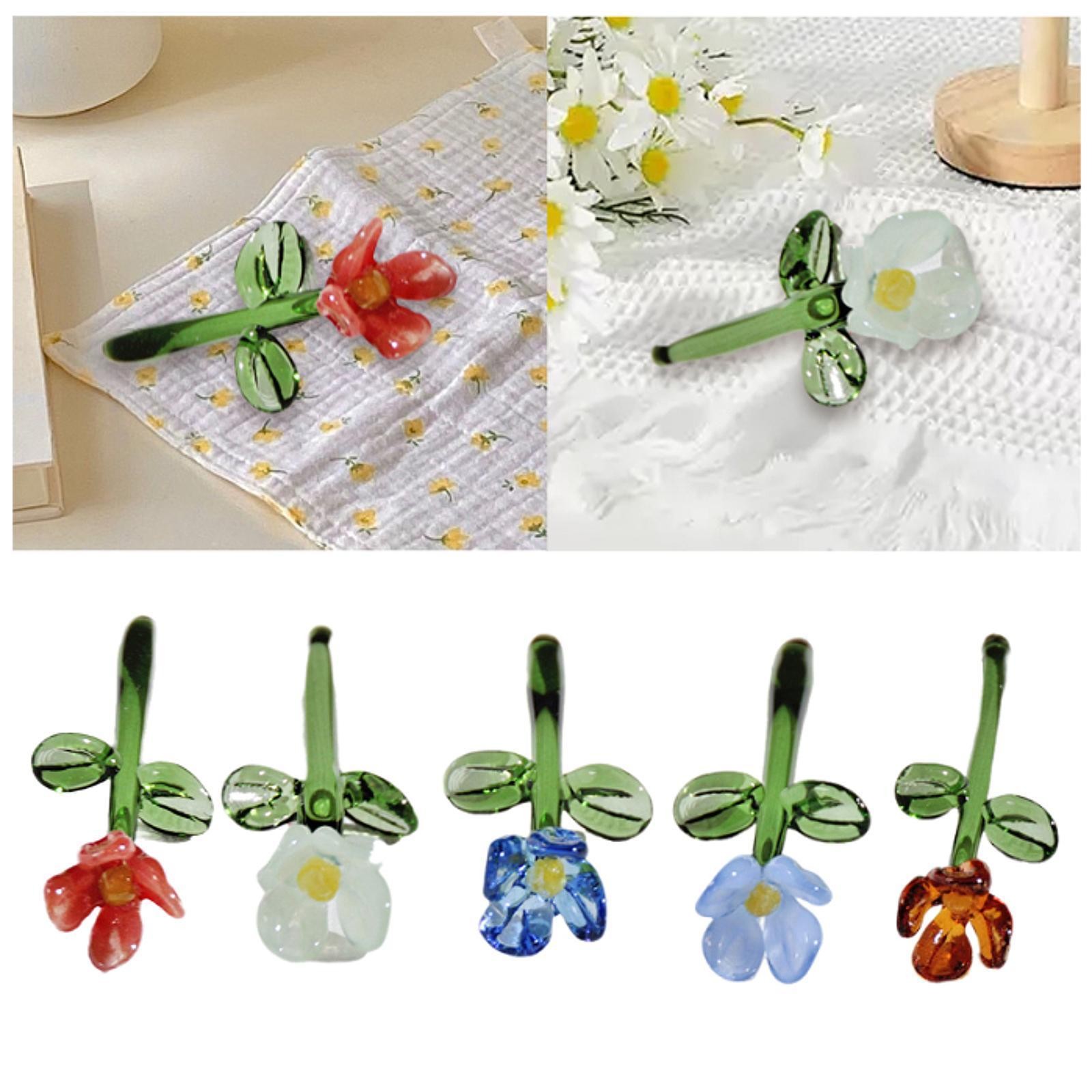 Mini Glass Flower Small Home Decoration Ornament Gifts for Summer Table Home