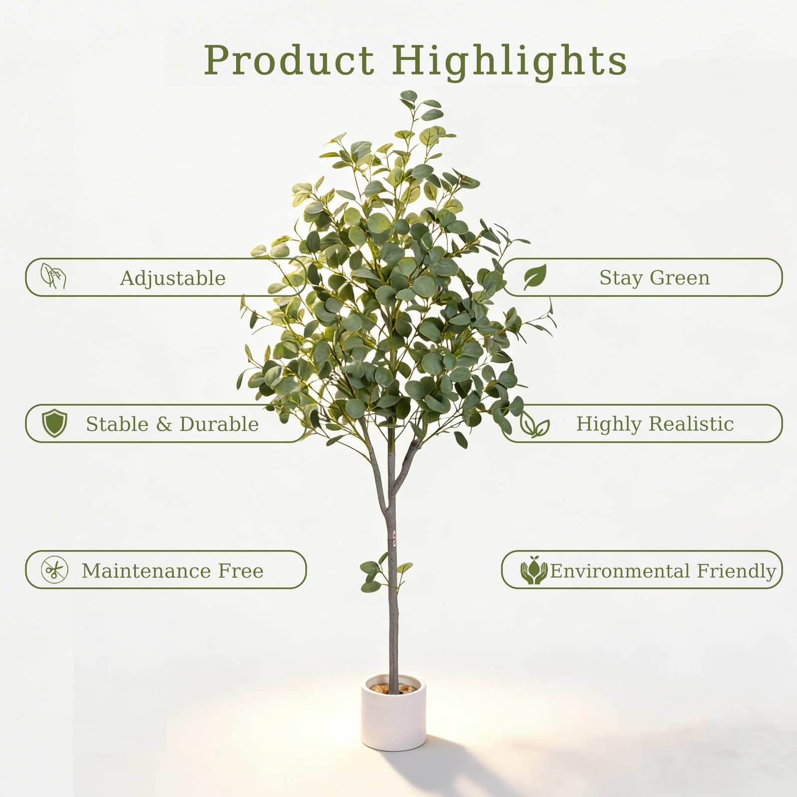 5FT Artificial Eucalyptus Tree, Lifelike Fake Floor Plant with Silver Dollar …