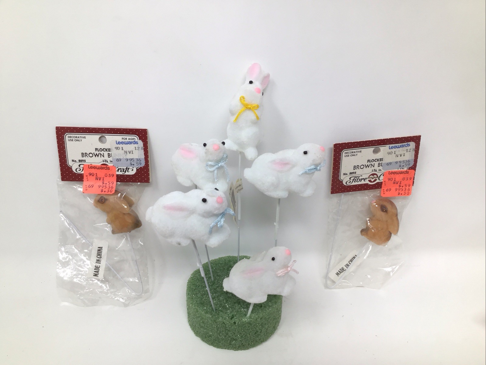 Vintage Easter Bunny Floral Picks 2 Duck Picks 6”-9” Picks Lot Of 14 Felt