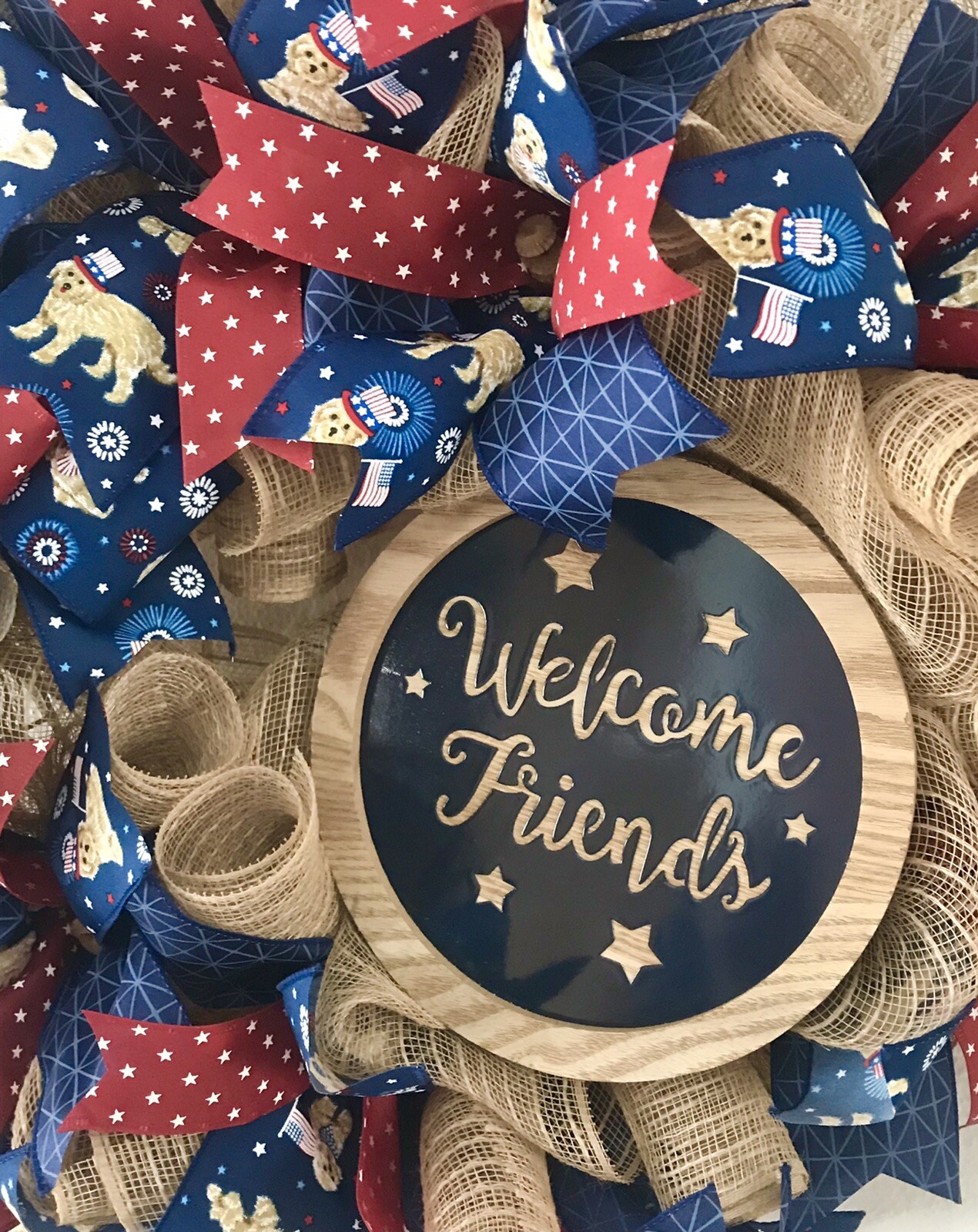 Deco Mesh Patriotic Rustic Wreath, Americana Wreath, Patriotic Decor,