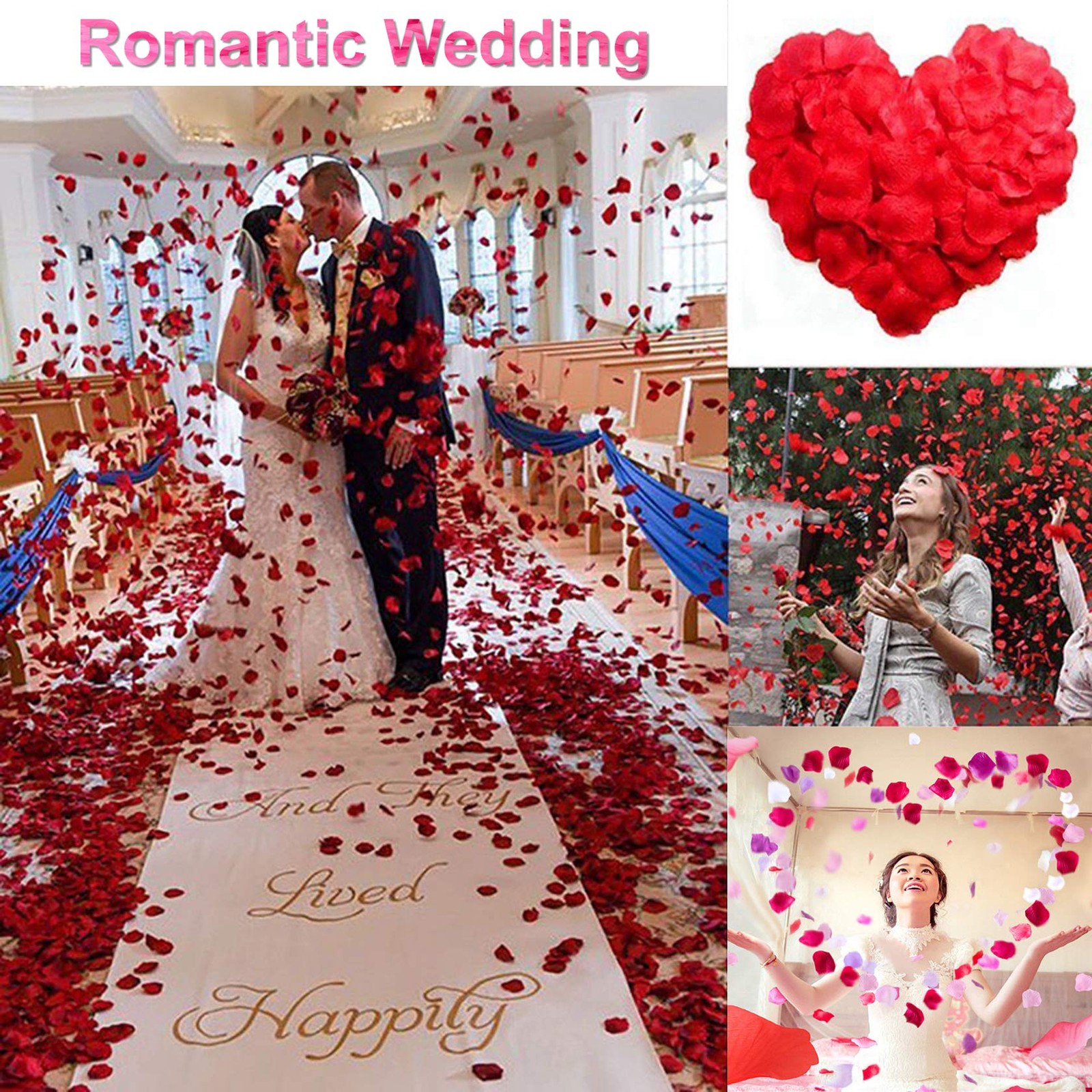 3000PCS Fake Rose Petals for Romantic Night Romantic Festive Atmosphere Creat…