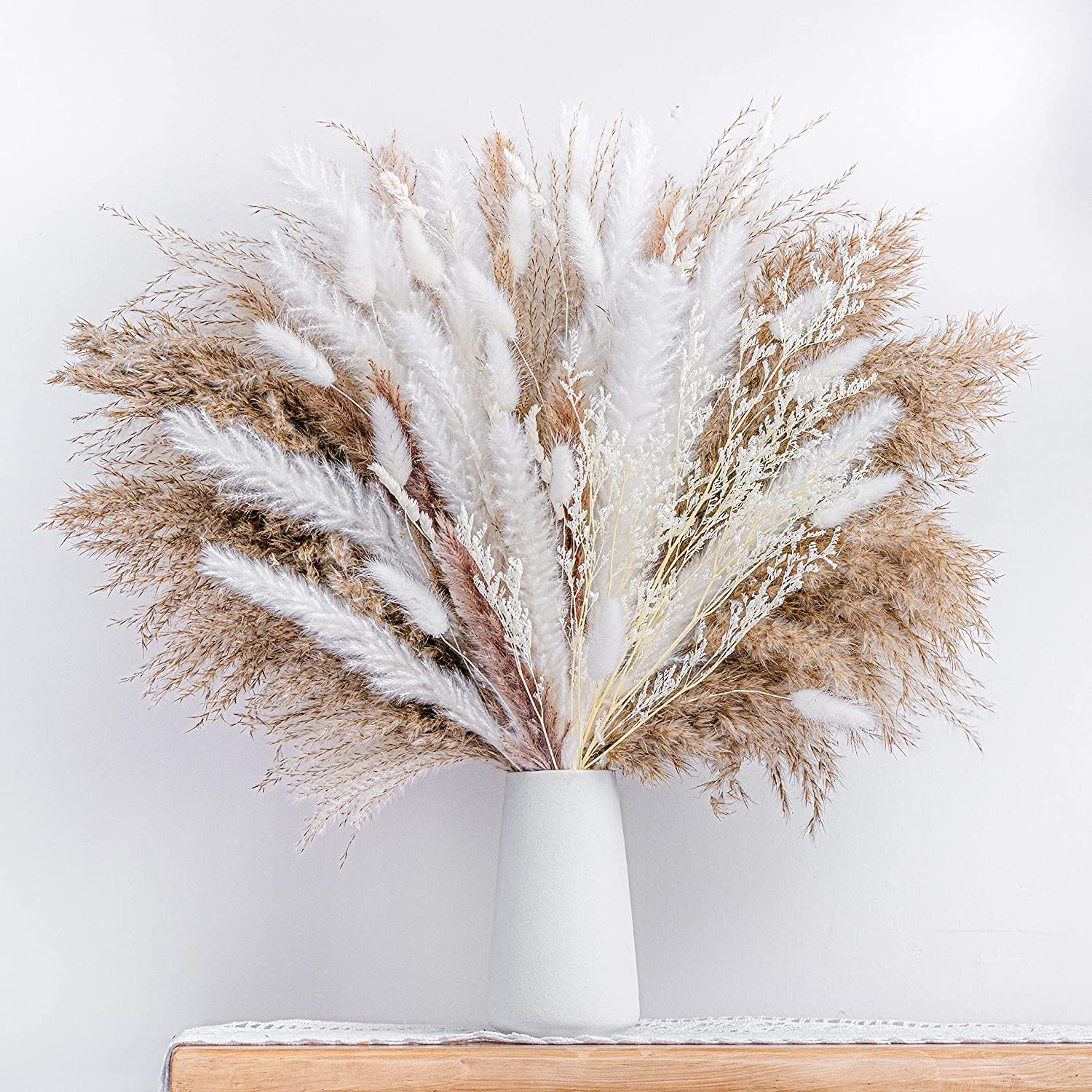 86PCS Natural Dried Pampas Grass Bouquet,Boho Home Decor Bouquet, Phragmites Dri