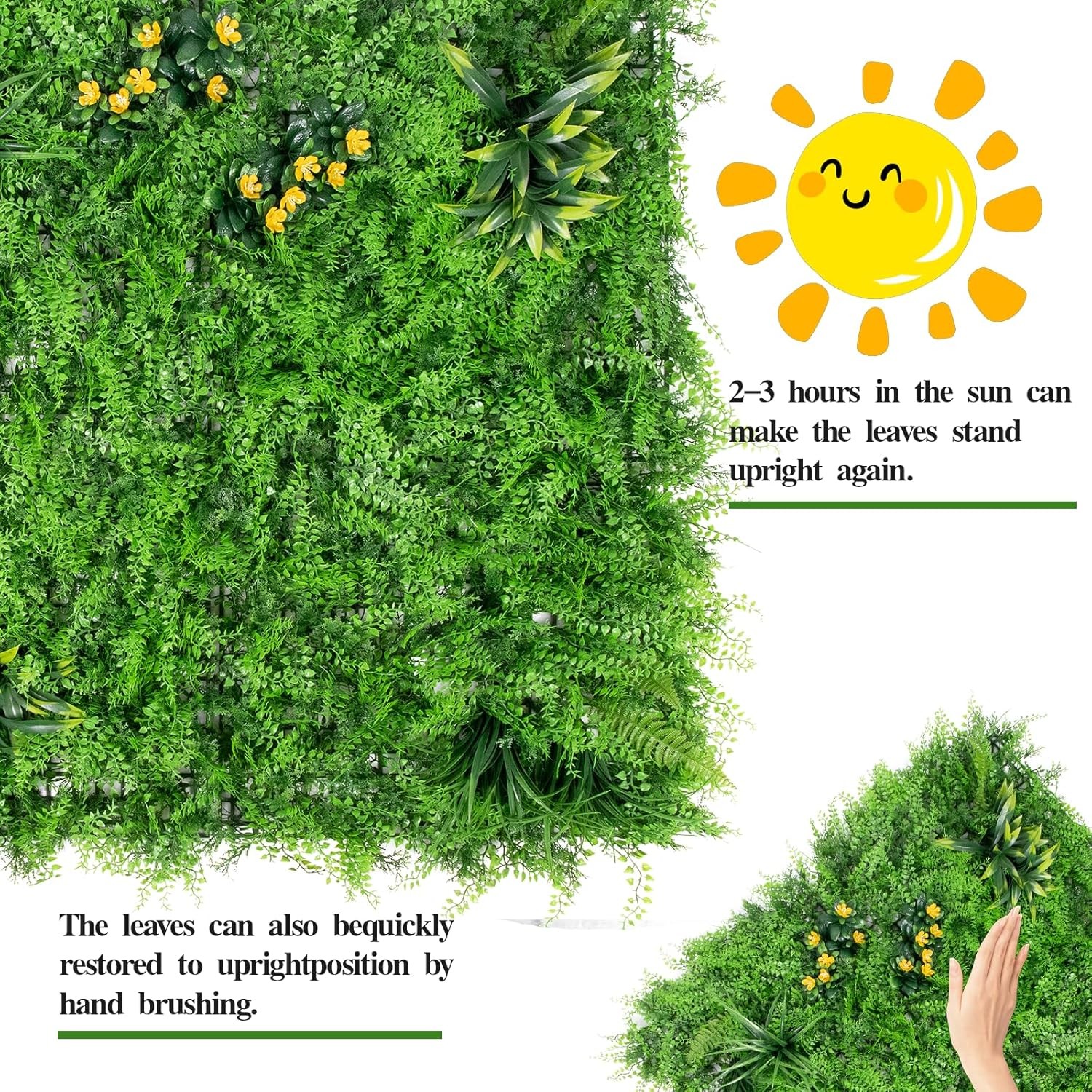 3PCS 40×40″ Artificial Boxwood Wall Hedge Mat Plant Panels UV Resistant Outdoor