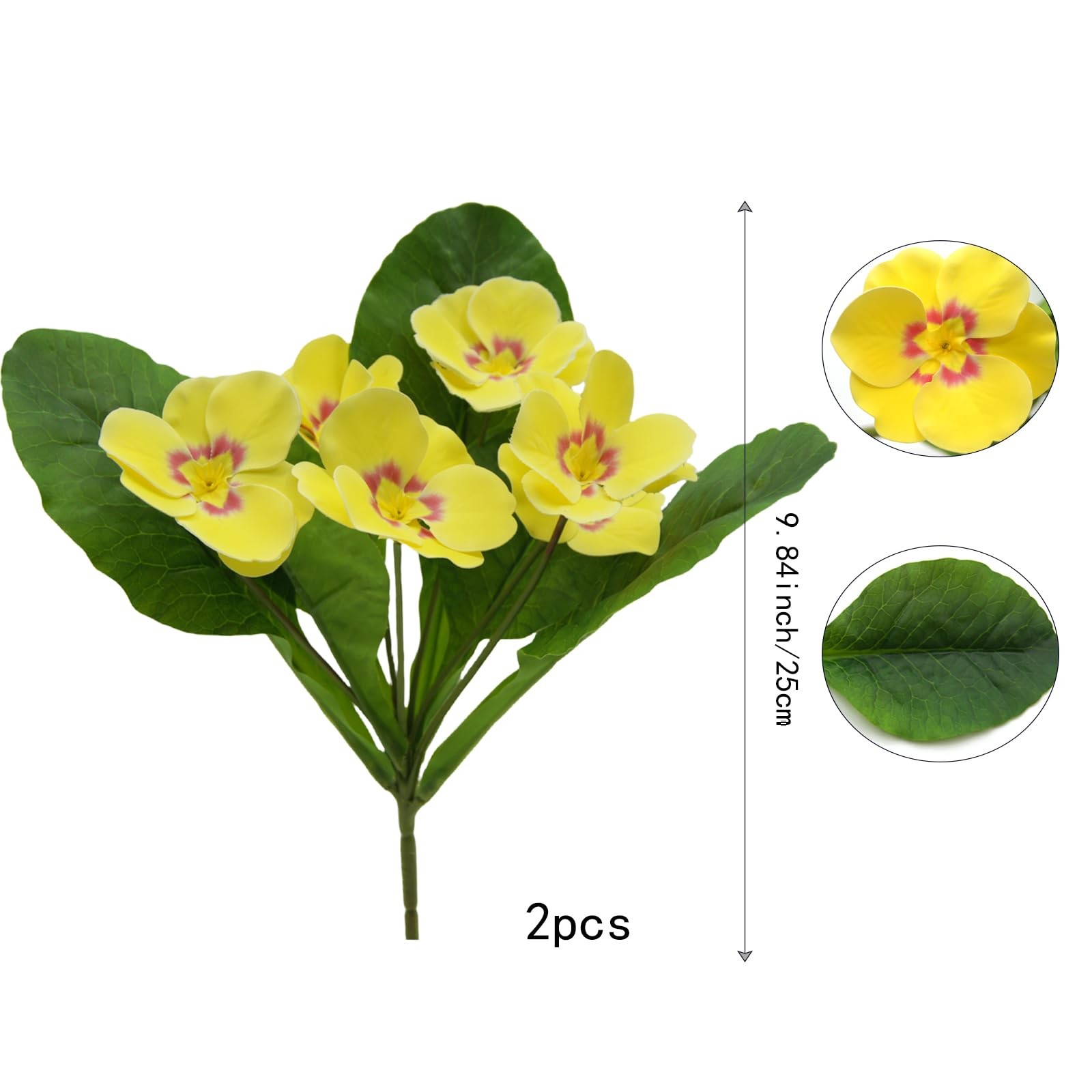 2PCS Artificial Pansy Flowers Spring Floral Arrangement Home Silk Flowers UV …