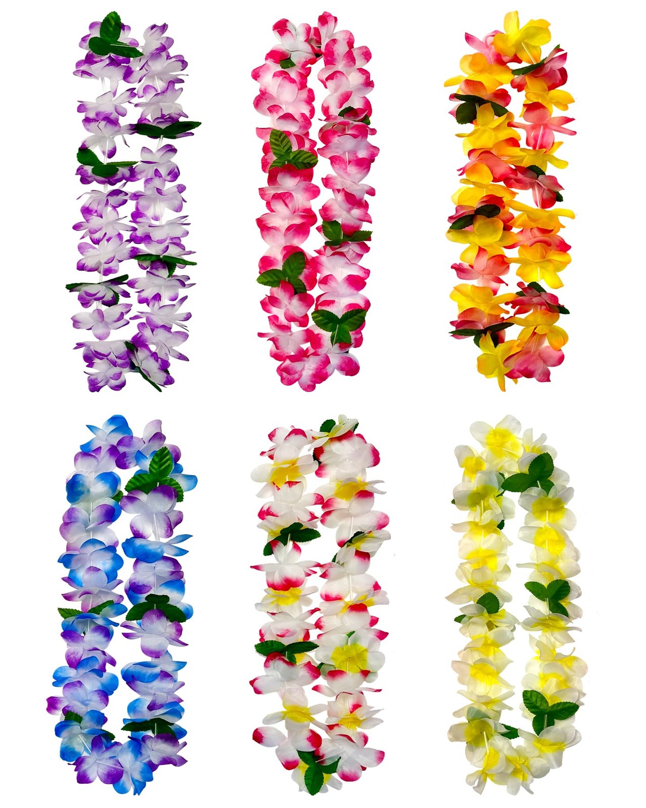 FreshDear 6 Counts Hawaiian Leis Bulk,leis for luau party,hawaiian Multicolor