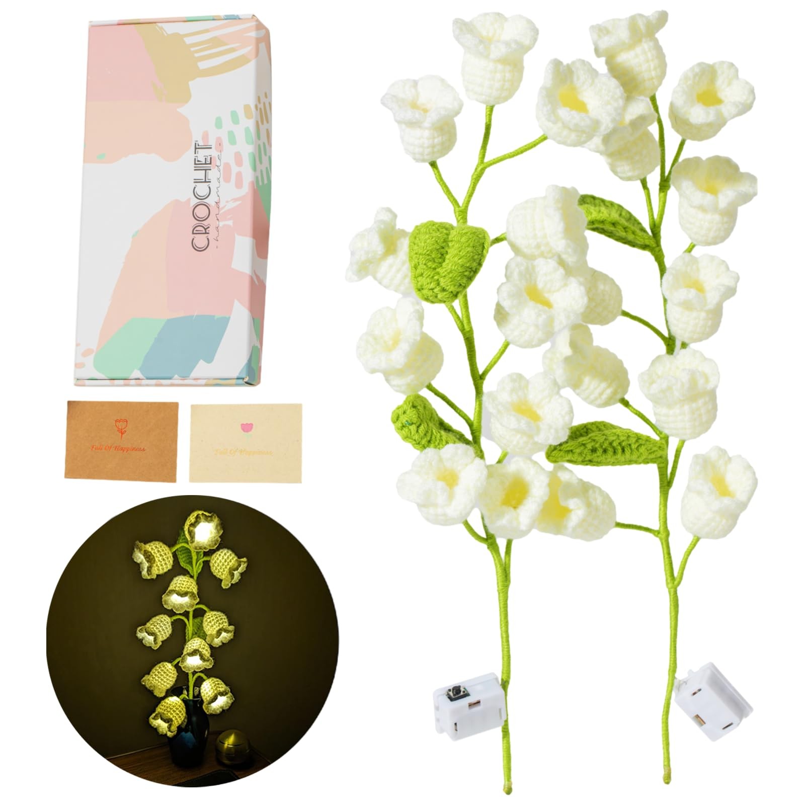 Lily of The Valley Lamp Crochet Flowers Bouquet Cute Night Light for Mother’s…