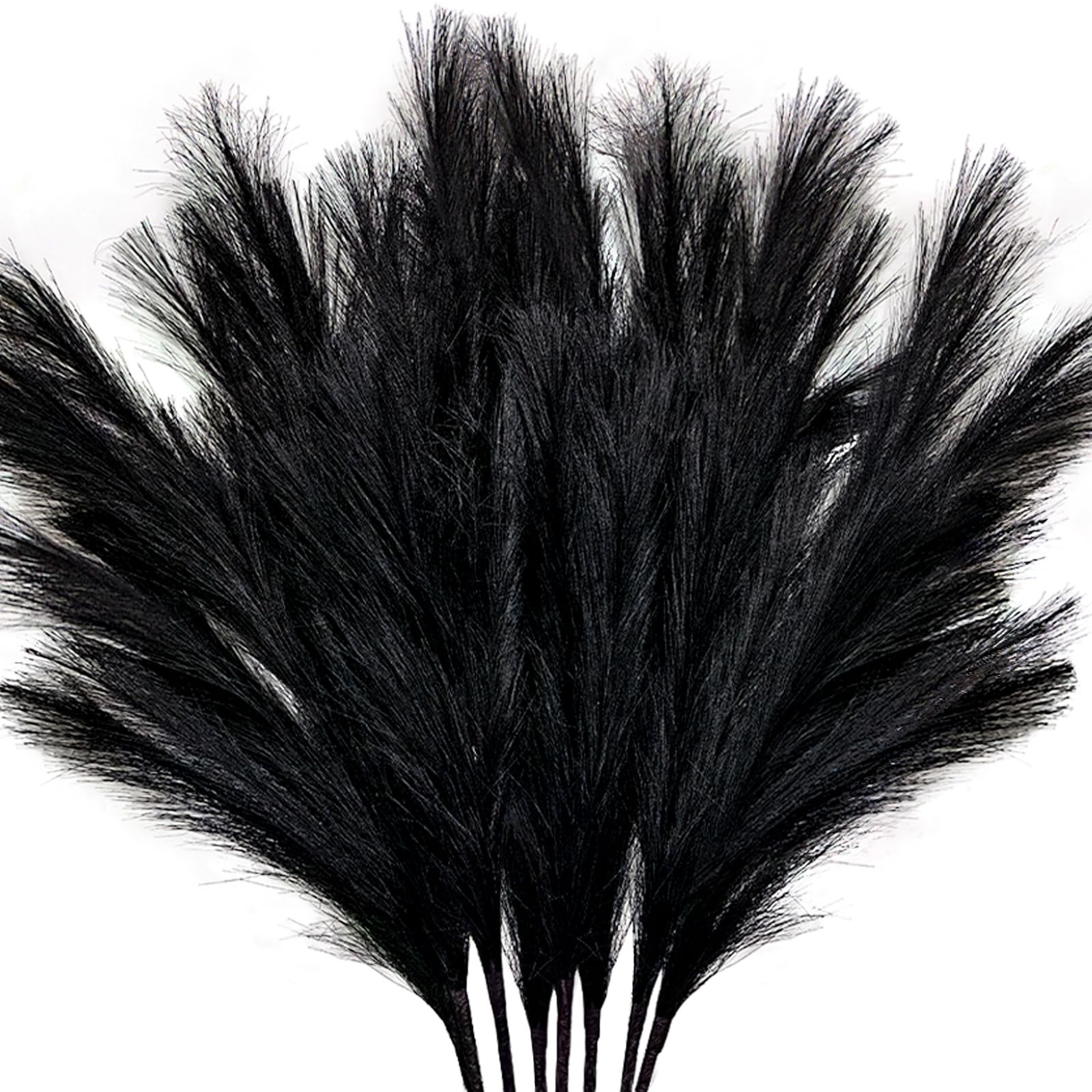 8Pcs Faux Black Pampas Grass Decor Tall, 35.4” Fluffy Artificial Pompous Gras…