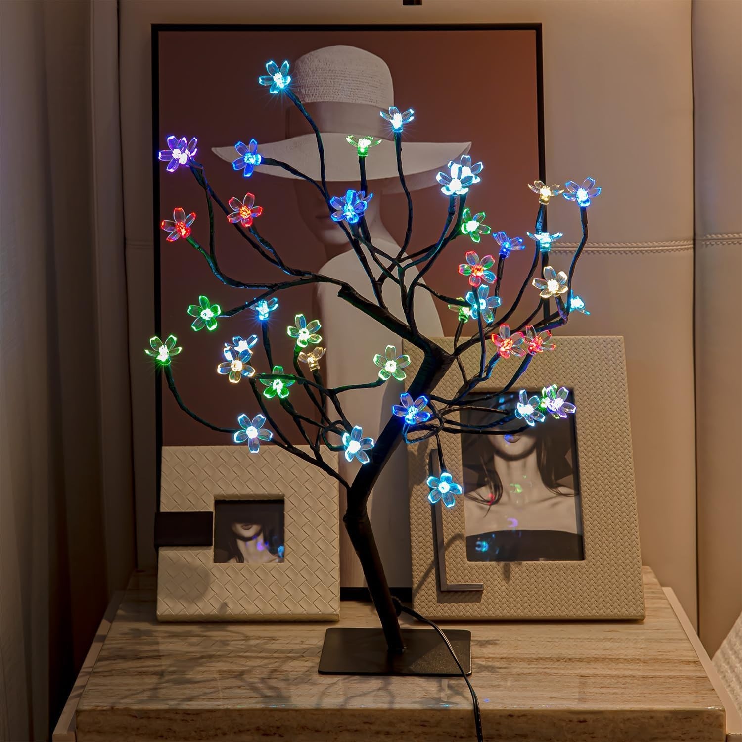 “Cherry Blossom Bonsai Tree Light 20IN Tree Lamp with24V UL-Listed Adapter and M