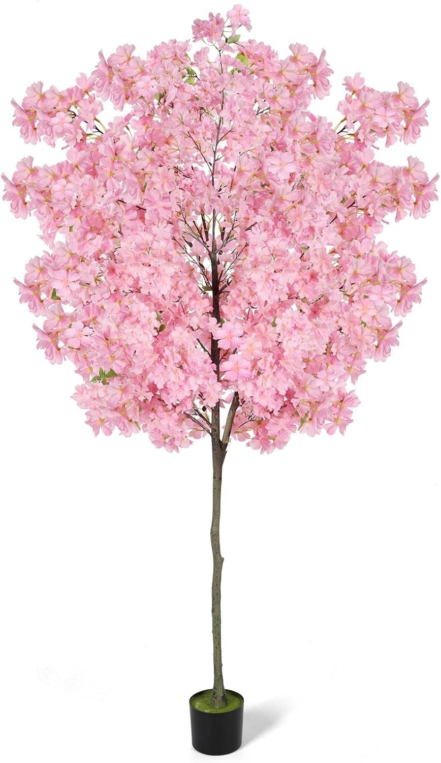 6Ft Tall Cherry Blossom Artificial Tree,Fake Pink Cherry Blossom Tree,Lifelike