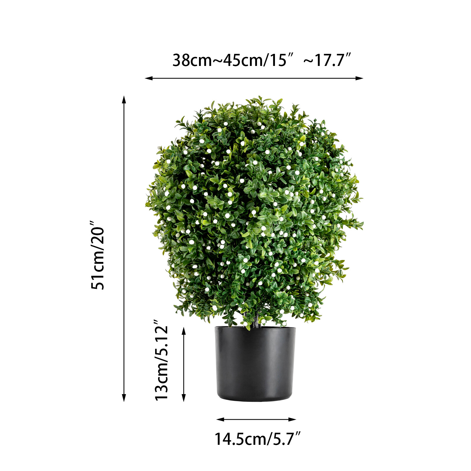 Set of 2 UV Resistant Home Outdoor Artificial Boxwood Topiary Ball Tree 20 in