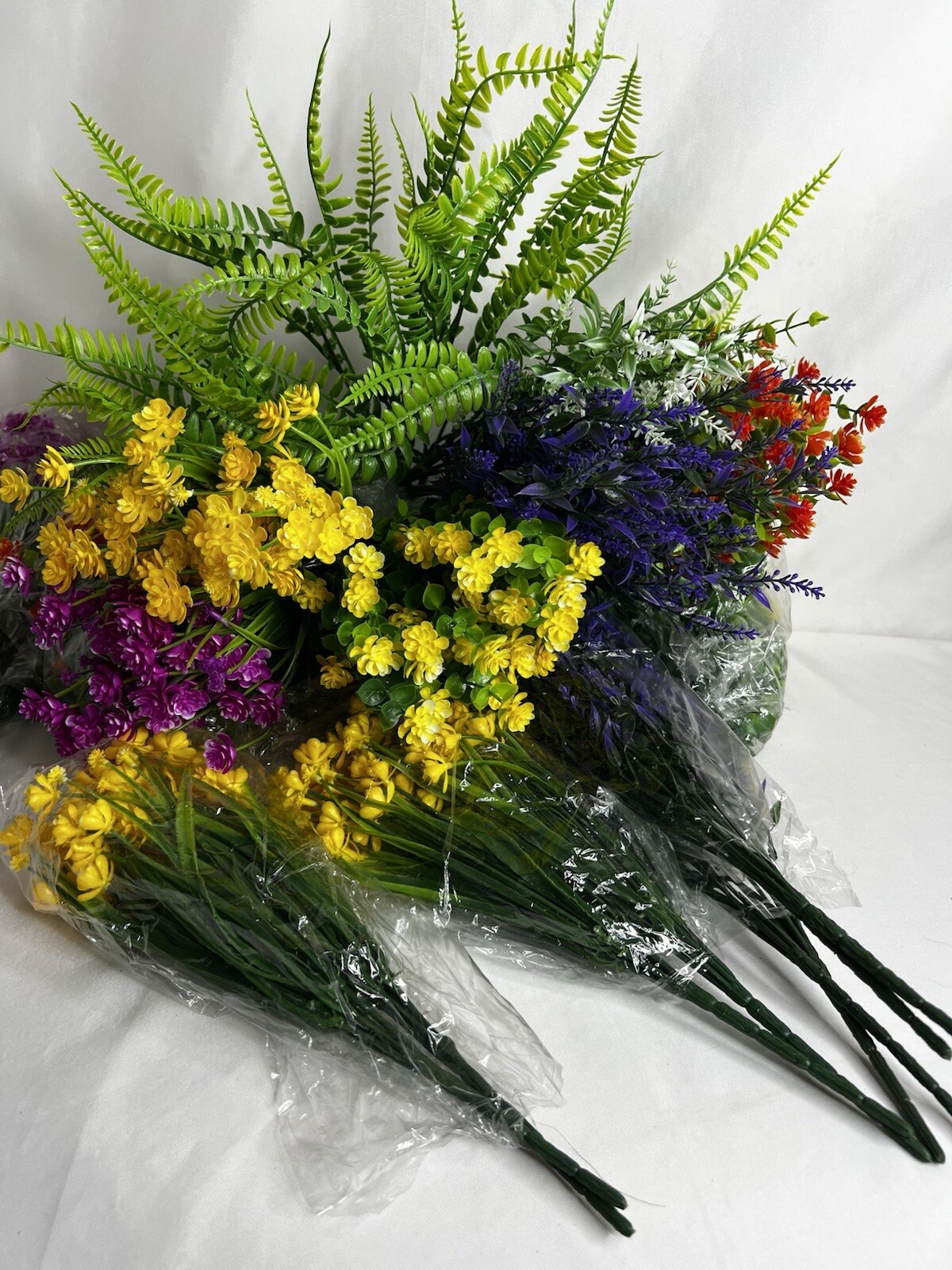 Zeyune 42 Bundles Artificial Flowers Fake UV Resistant for Outdoor Plastic