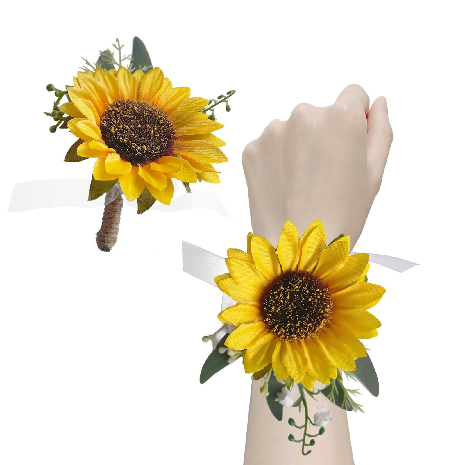 Corsage and Boutonniere Set Artificial Flower Wrist Corsage and Boutonniere f…
