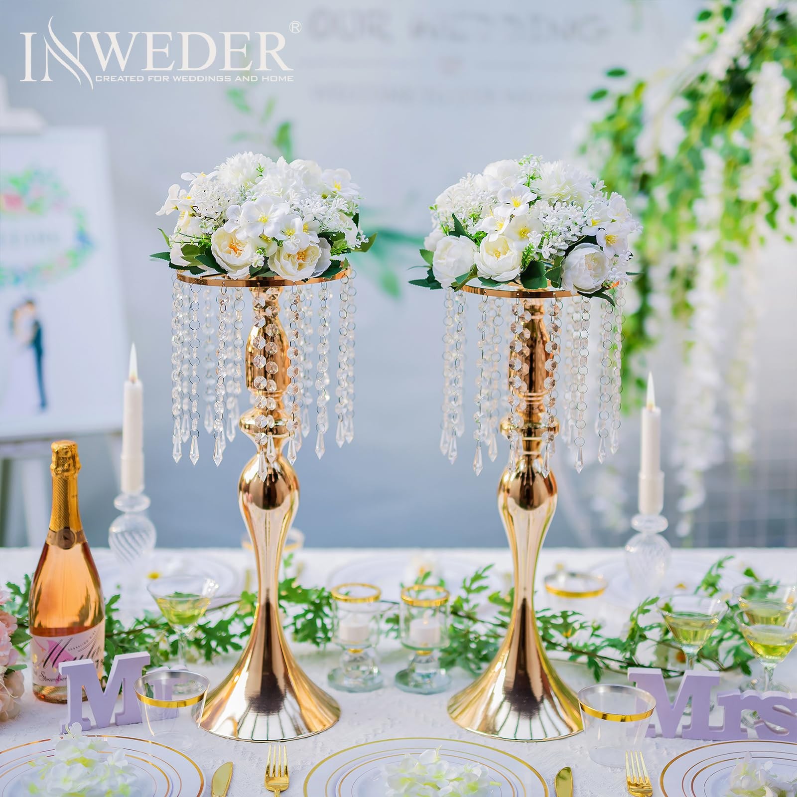 Flower Balls Centerpieces for Tables: 2 PCS White Flowers for Centerpieces Fl…