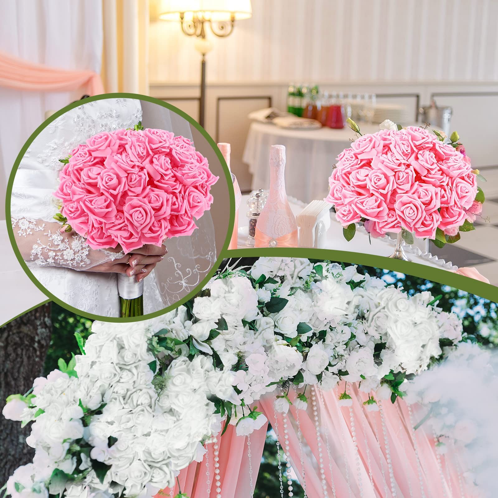 600 Pieces Artificial Rose Flower Heads Decorations 3 Inch Stemless Flowers f…
