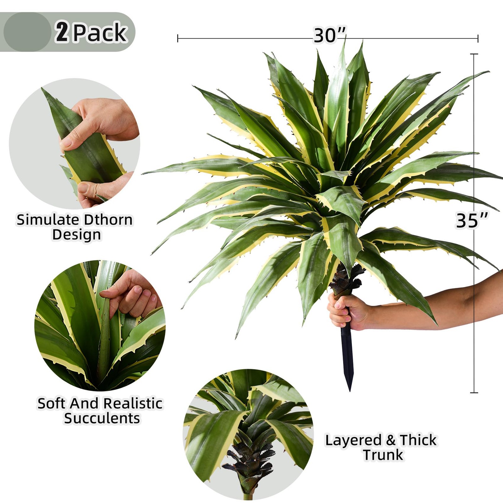 Artificial Agave Plant Fake Agave Planters for Indoor Outdoor Faux Agave Plan…