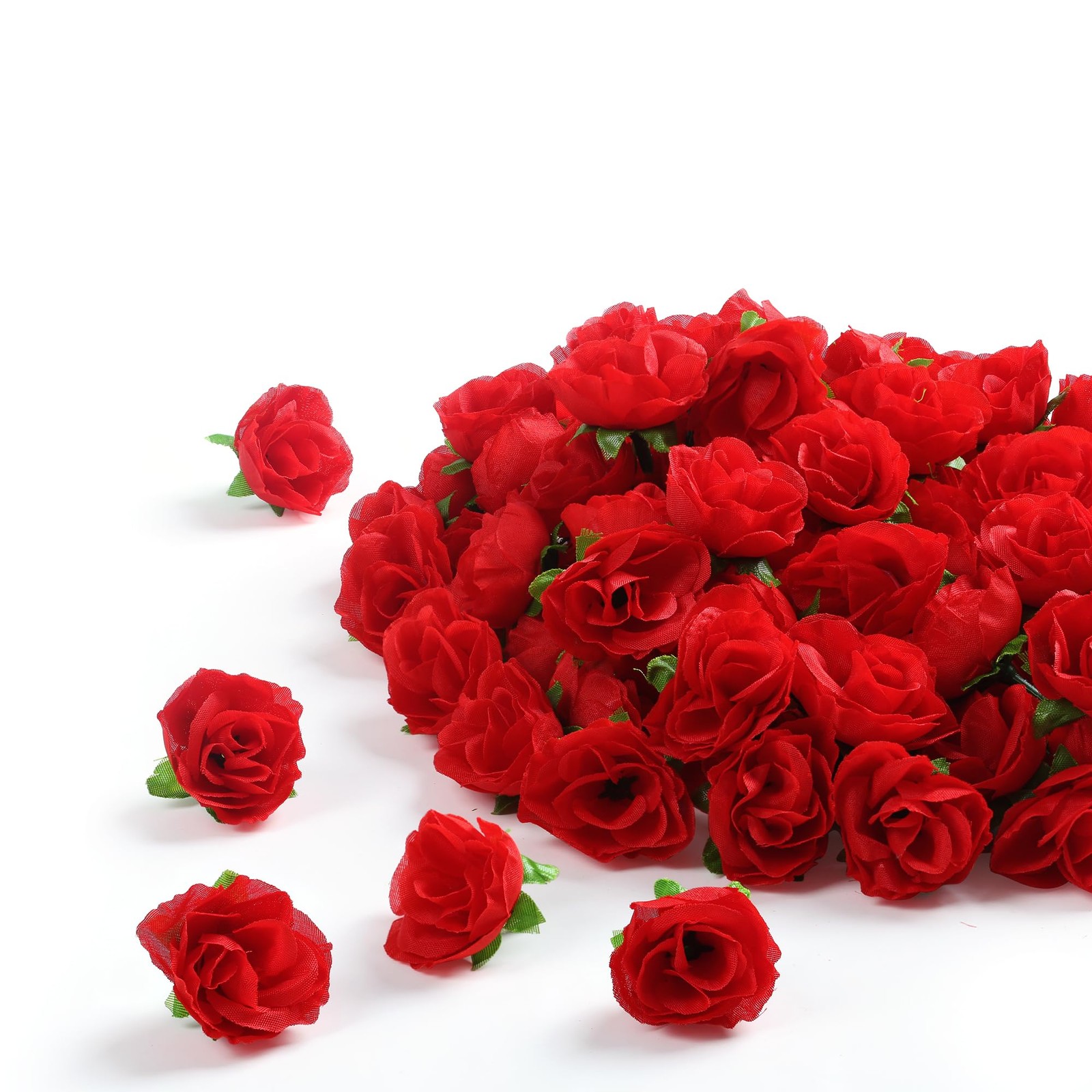 100 Pcs 1.3 inches Mini Red Rose Head Fake Red Roses Artificial Flowers for W…