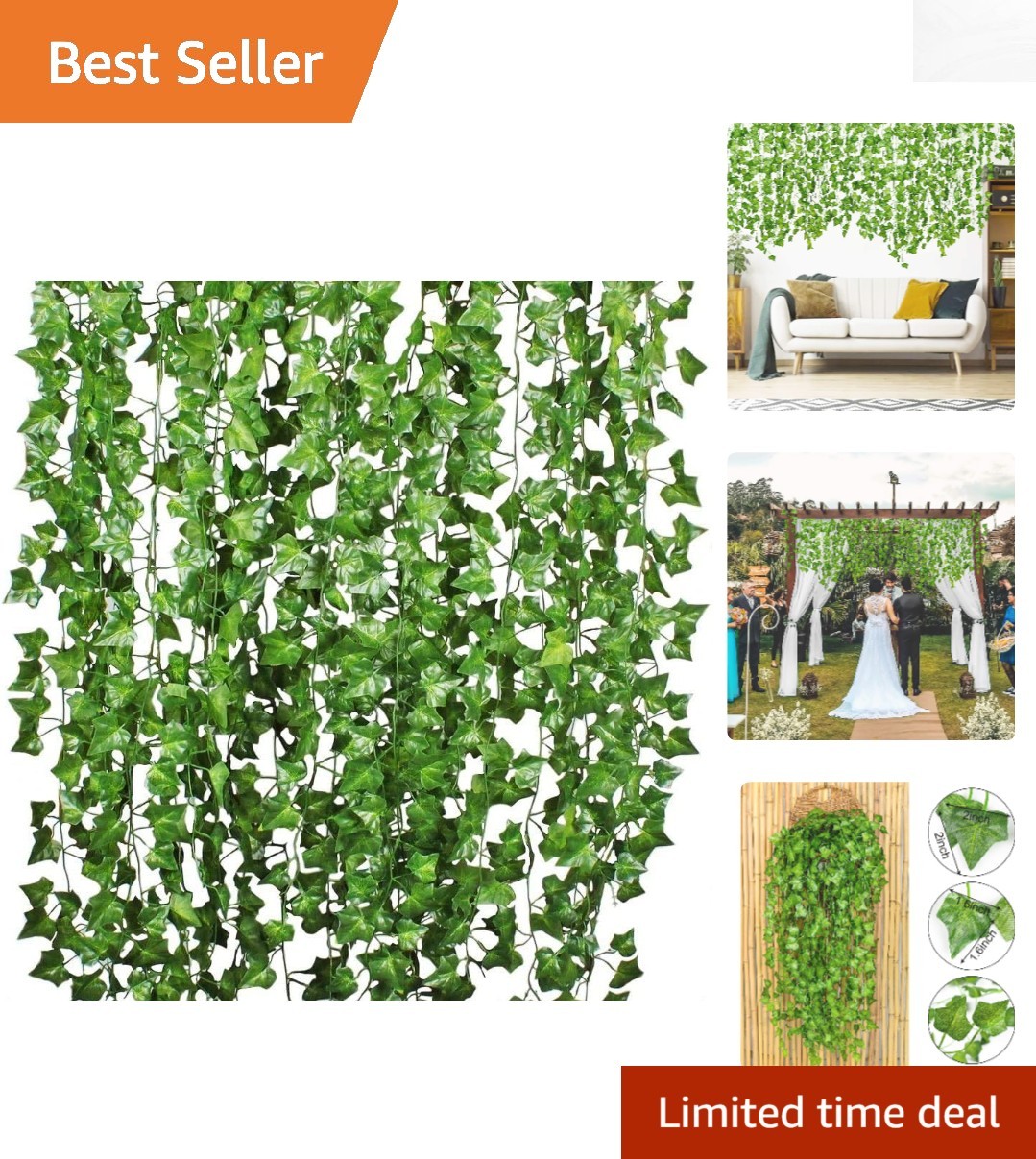 84 Feet of Lifelike Ivy Garland – 12 Strands for Elegant Indoor/Outdoor Decor