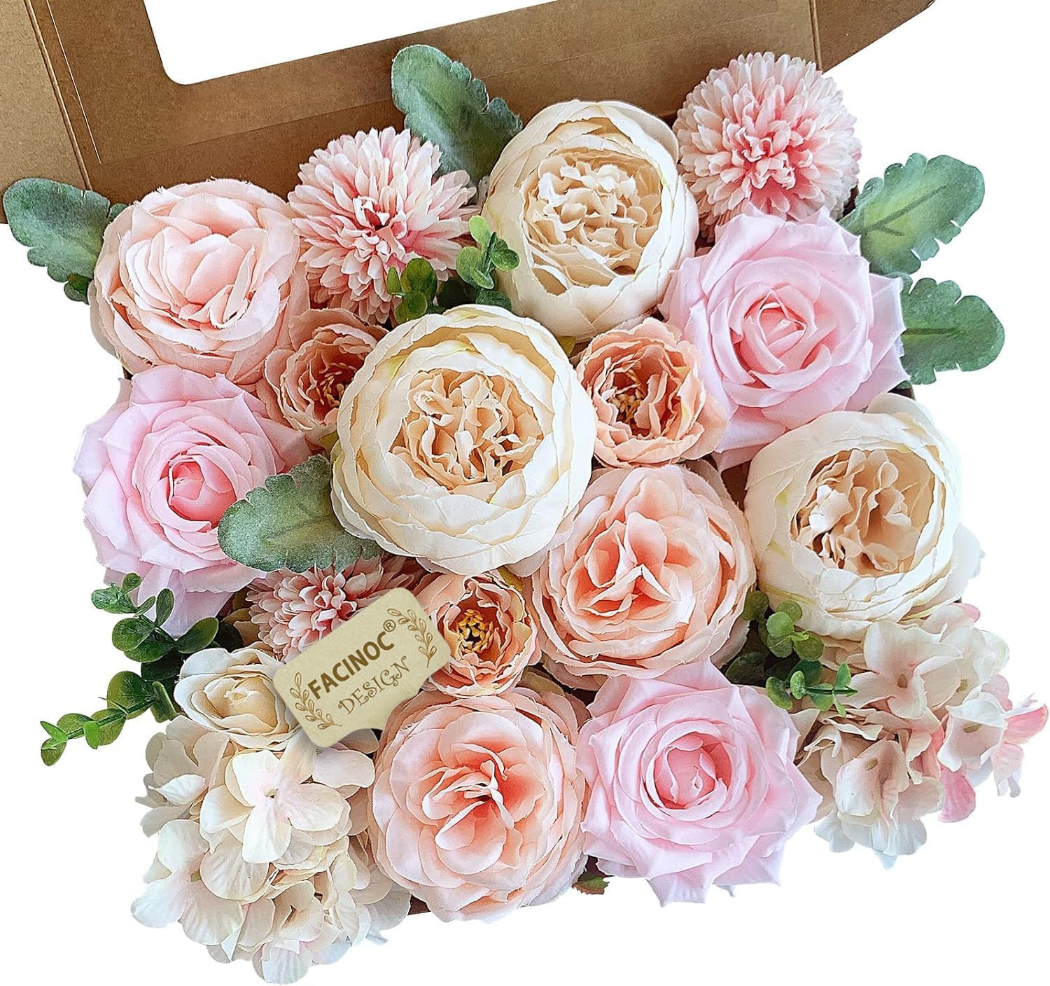 Peonies Artificial Flowers Pink Silk Roses Bulk for DIY Wedding Bouquet Bridal S