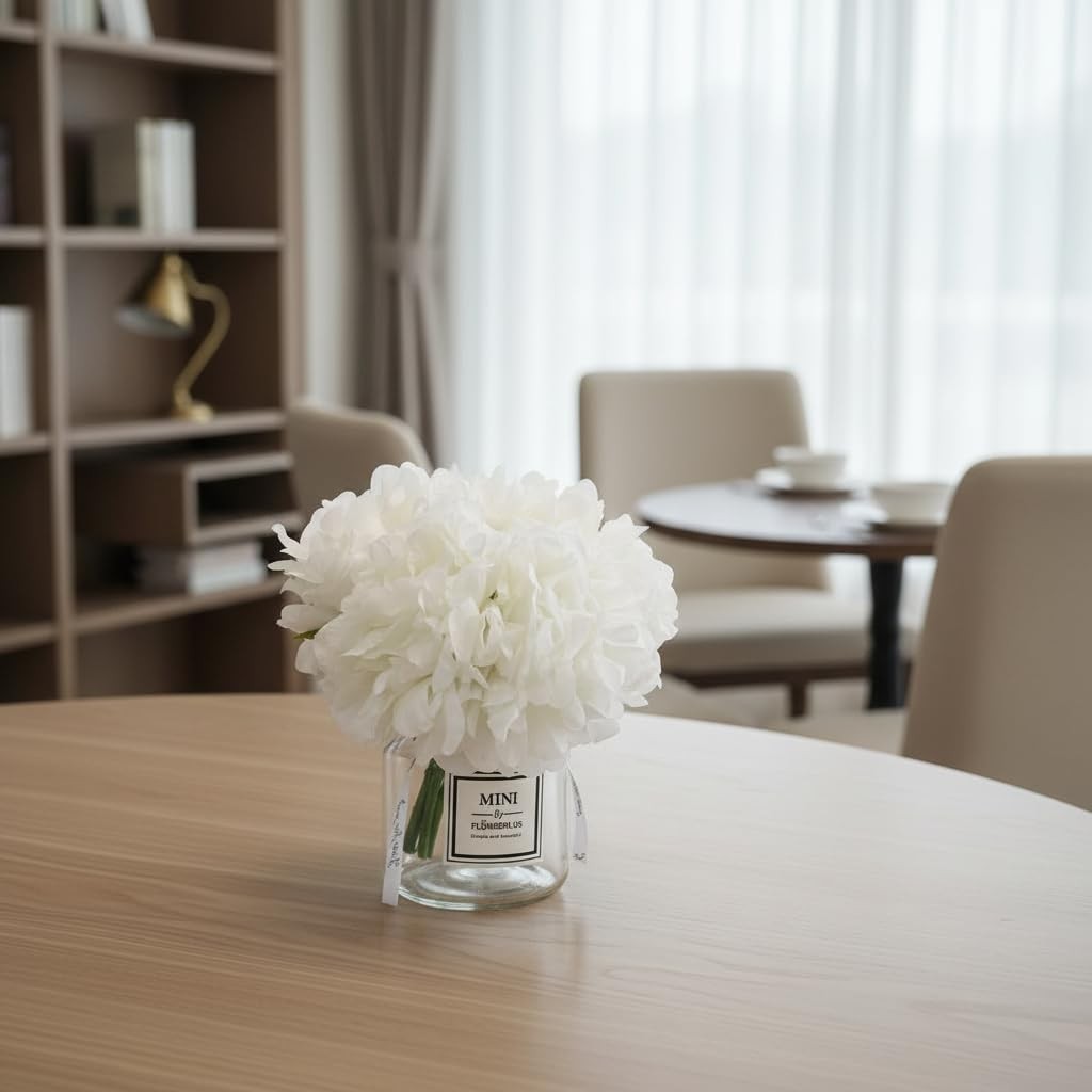 Artificial White Peony Flowers Vase Wedding Bathroom Home Table Decor