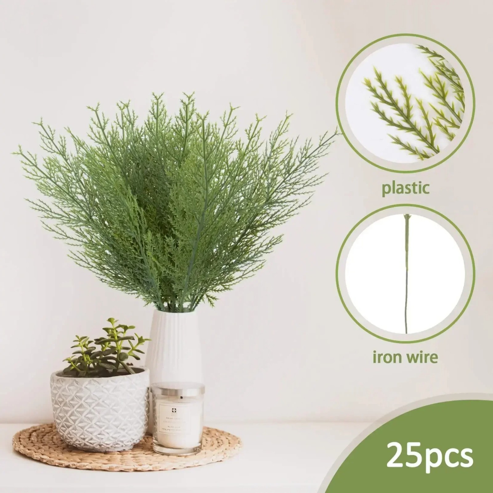 24pc Artificial Plants Pine Branches Evergreen Pines Leaves Sprigs Christmas