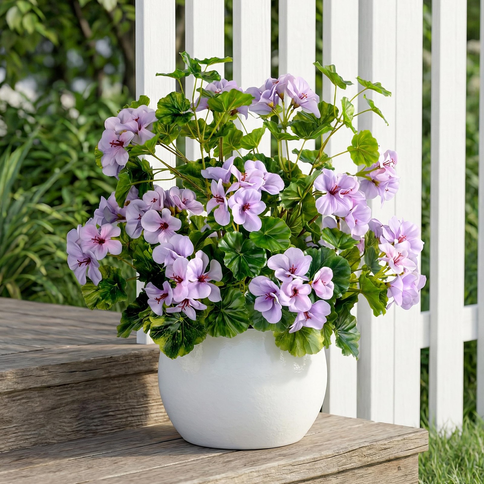 Artificial Geraniums 17.7In UV Resistant Fake Flowers for Indoor Outdoor Decor