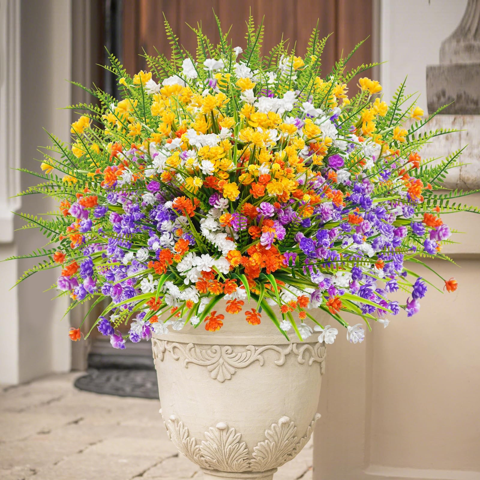 24PCS Artificial Flowers for Outdoors UV Resistant Fake Flowers with Bostern …