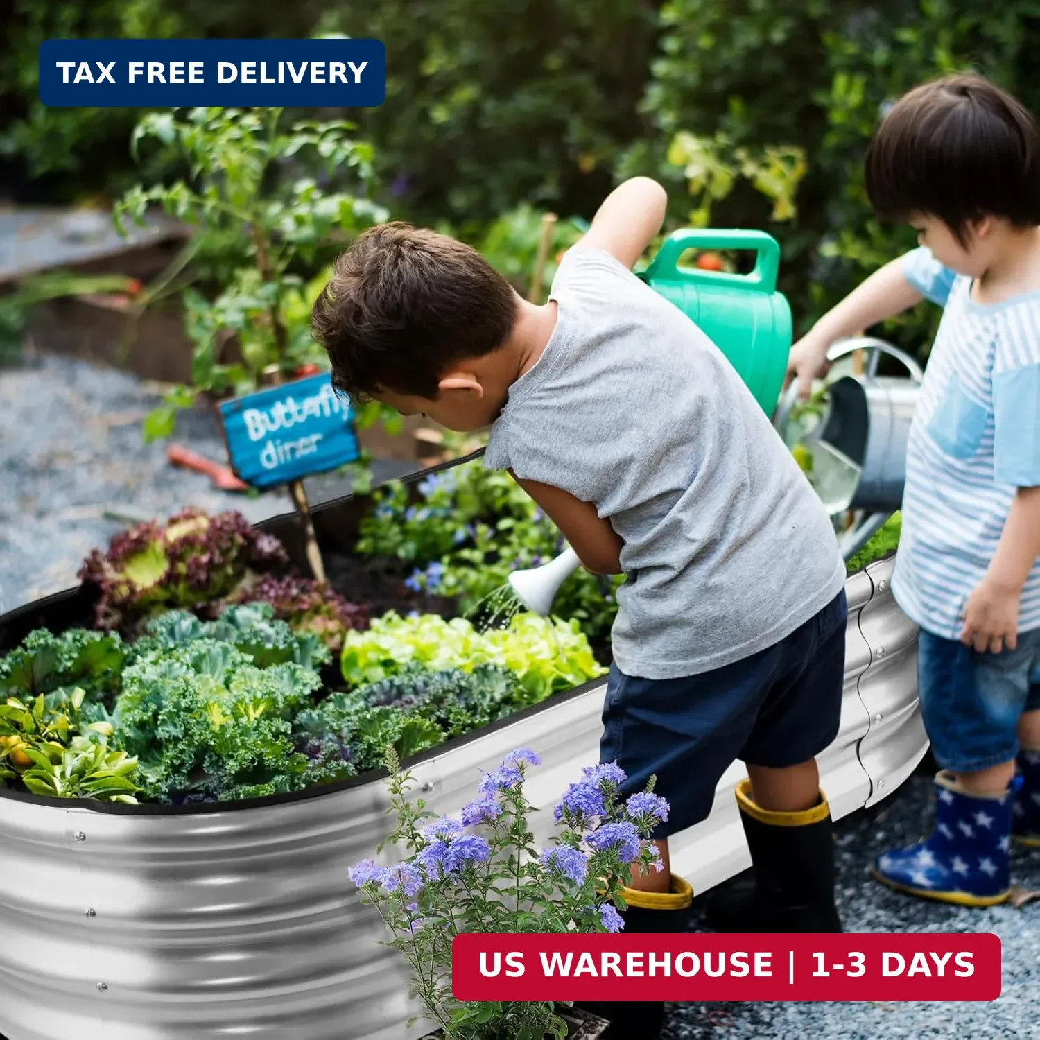 JERIA Raised Garden Bed,Galvanized Raised 4×2×1ft Planter Boxes Outdoor with Eas