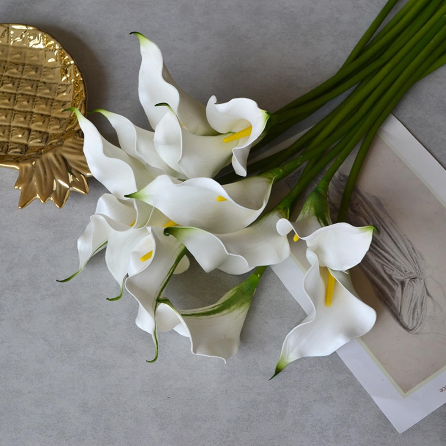 6Pcs Calla Lily Artificial Flowers, 23.6” Long Stem Faux Calla Lilies for Ho…