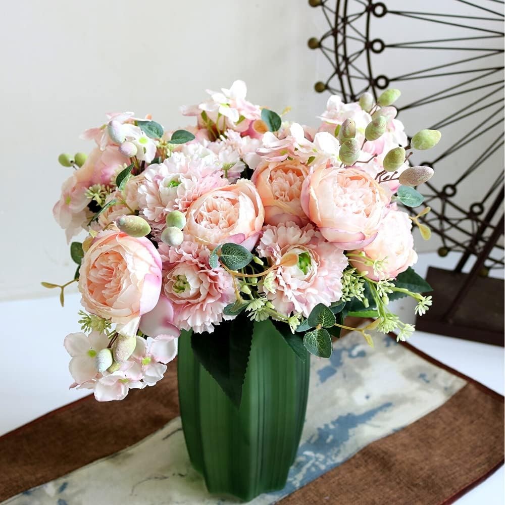 Artificial Peony Flower 2Pcs Silk Peonies Fake Peony Flowers Floral Arrangements