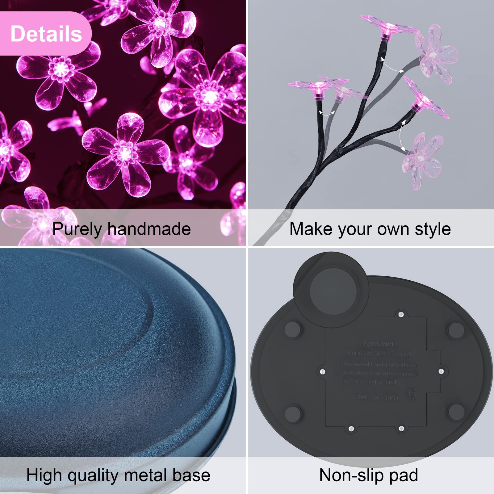 Cherry Blossom Bonsai Tree Light 18IN Tree Lamp with 36 Acrylic LED Japanese …