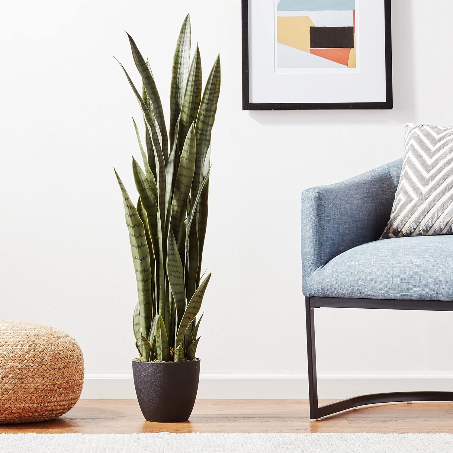 46In Artificial Snake Plant, Sansevieria Faux Greenery for Indoor Home Office De