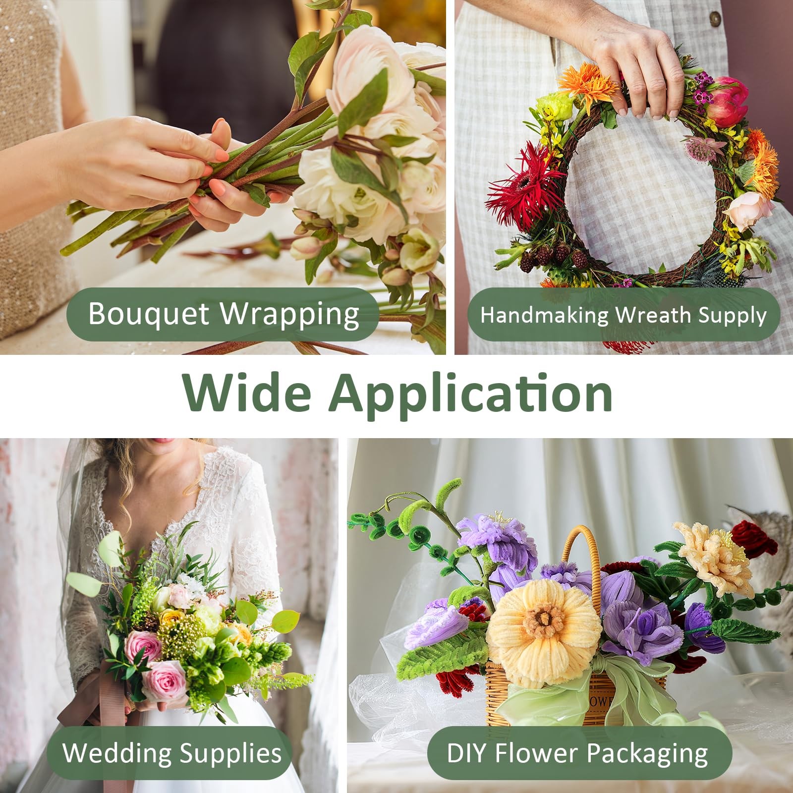 300 PCS Floral Wire Stems, 22 Gauge 14 Inch Flexible Green Craft Floral Stems…