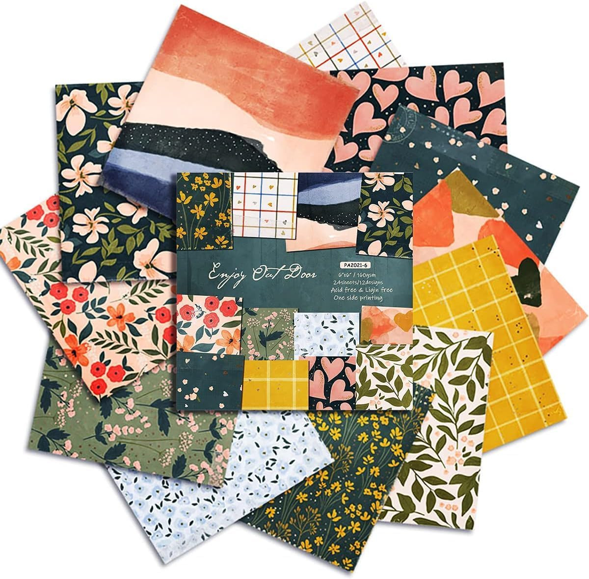 Floral & Pastel Scrapbook Paper 6×6, Cute Cardstock for Junk Journal, Planner, D