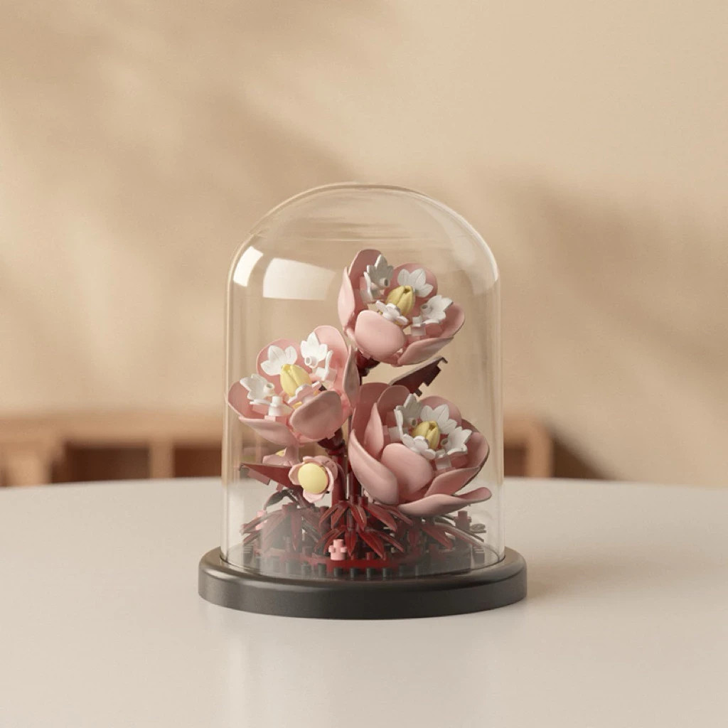 New Flower (Peach) Assembled Toys Building Blocks Potted Plant Ornaments