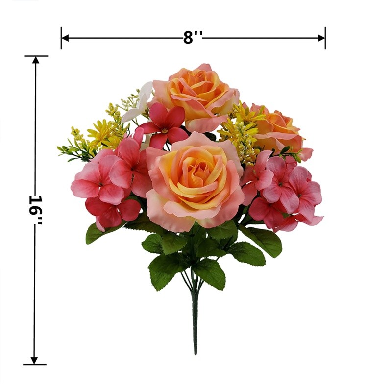 16 Inch Artificial Flower Bush Rose Hydrangea Indoor Decoration Events Home New