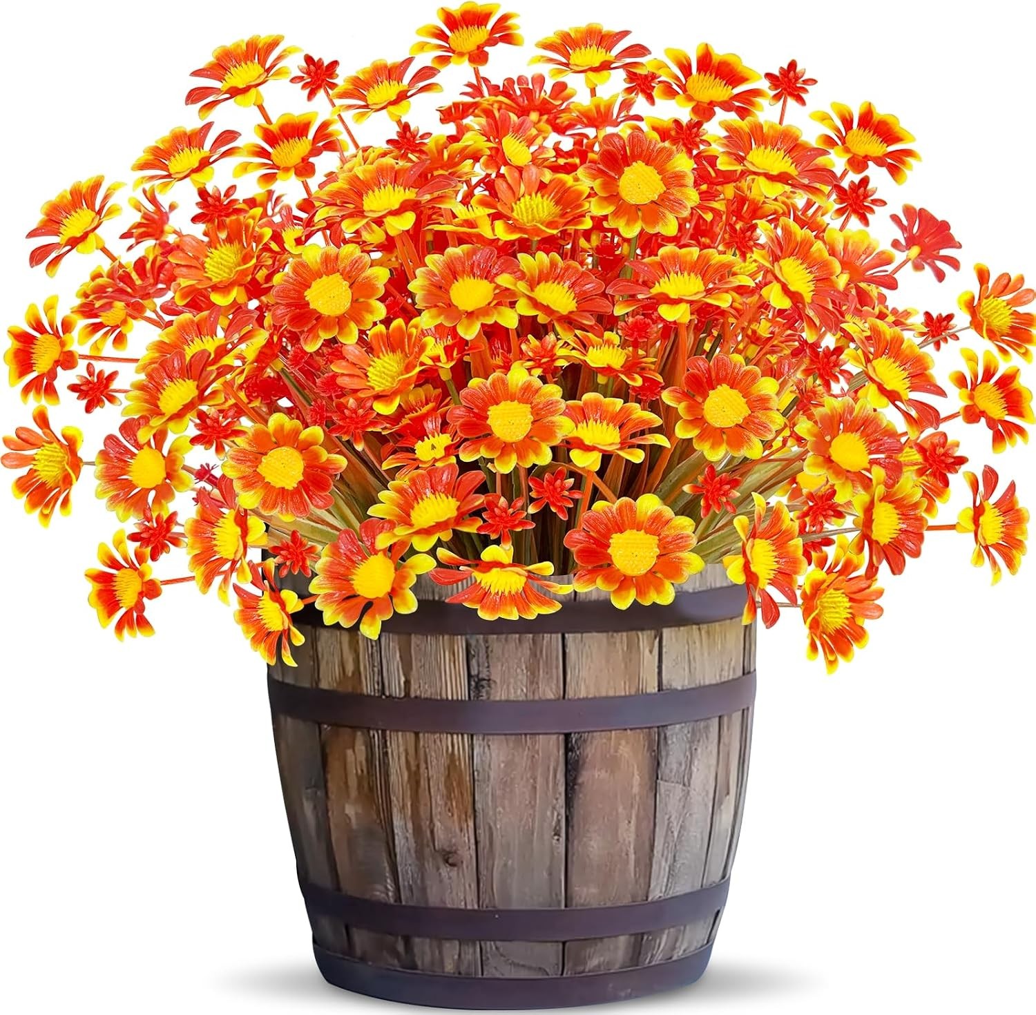 8 Bundles Artificial Mums for Outdoors Fall Flowers UV Resistant Fall Decor |