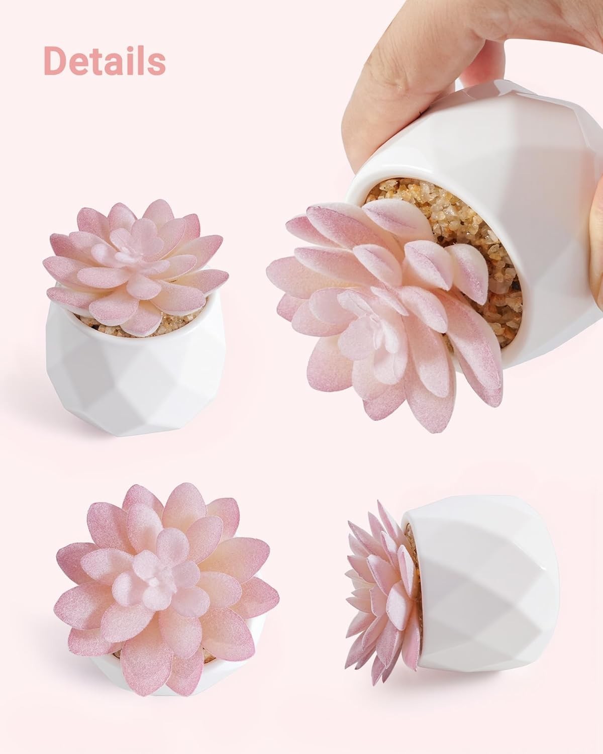 Mini Succulents Plants Artificial in Pots-Rose Pink, Christmas Small Fake Suc…