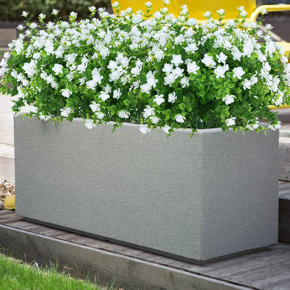 Artificial Flowers Fake Outdoor UV Resistant Boxwood Plants Shrubs 4 Pack, Faux