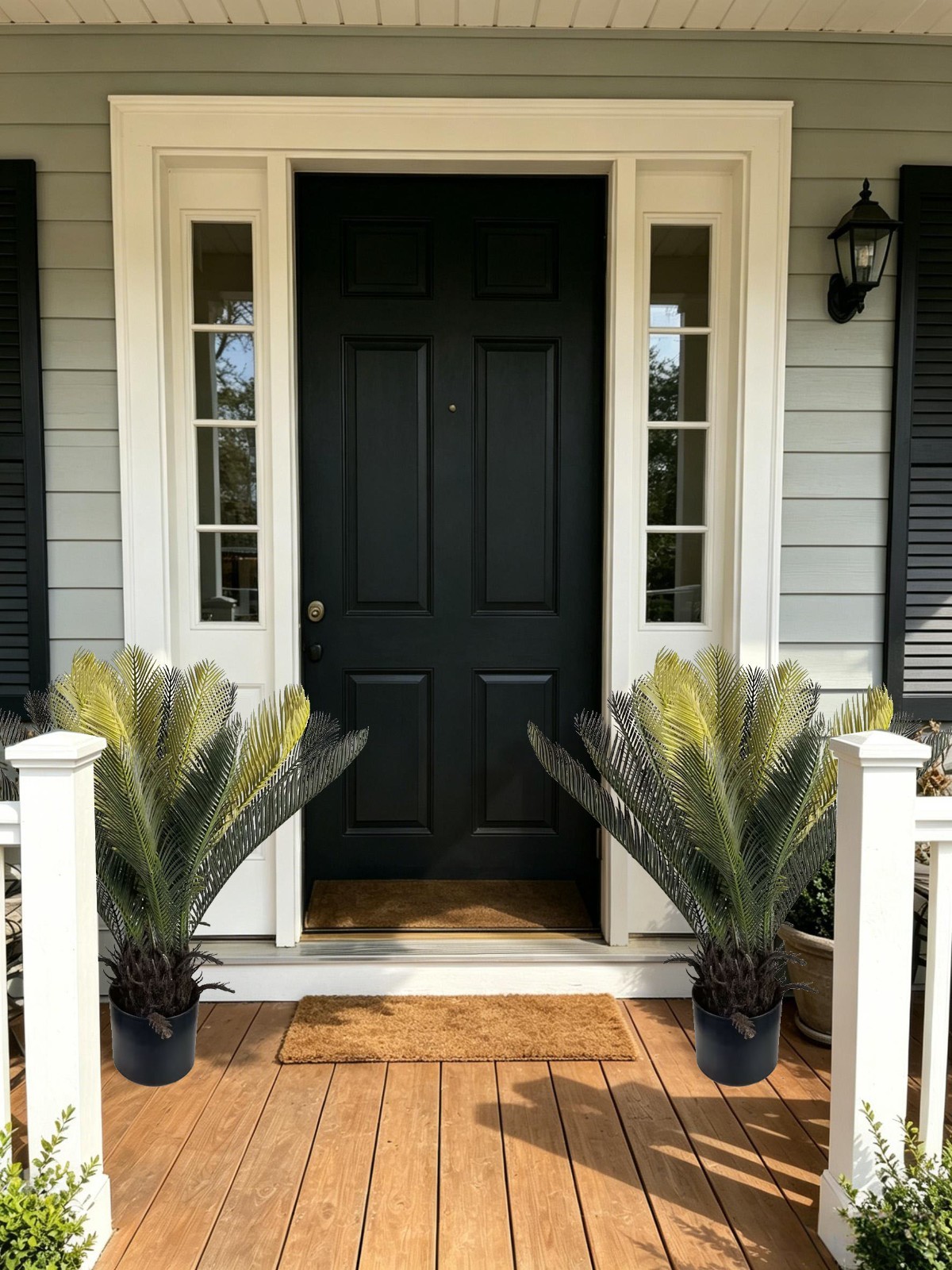 2Pack 70cm Artificial Sago Palm Cycas Plant Potted Lifelike Cycad for Home Decor