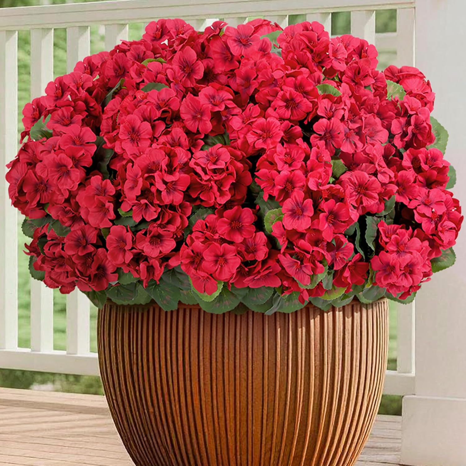 Artificial Geranium Flowers for Outdoor Decoration, UV Resistant Plastic Faux Pl