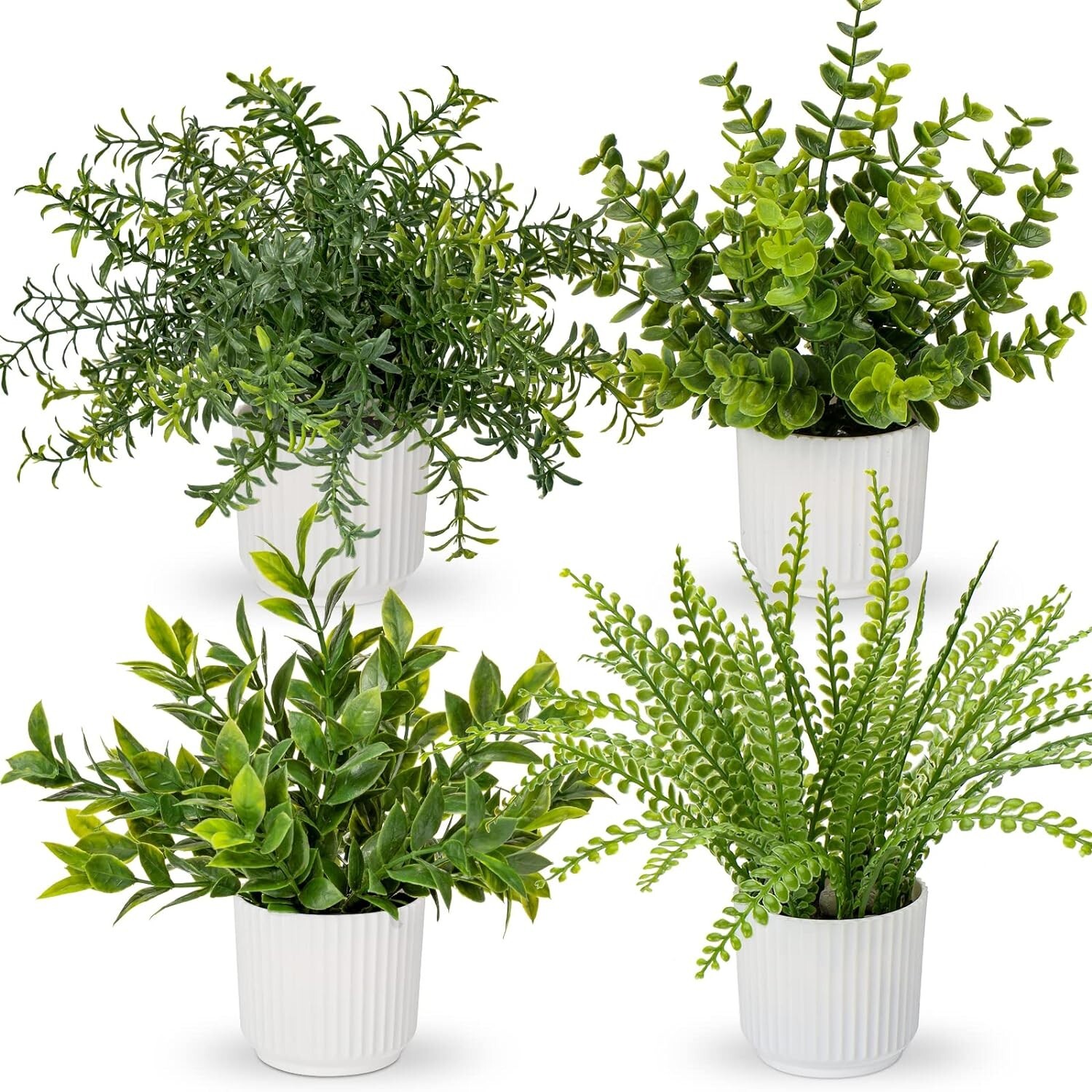 Realistic Eco-Friendly Fake Plants in Pot – Complete 4-Piece Indoor Greenery Set