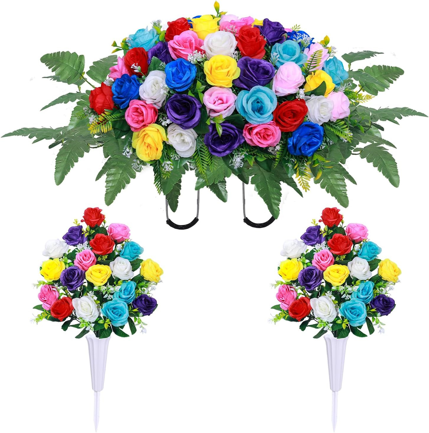 Artificial Cemetery Flower Saddles,Artificial Silk Flower Arrangement for Headst