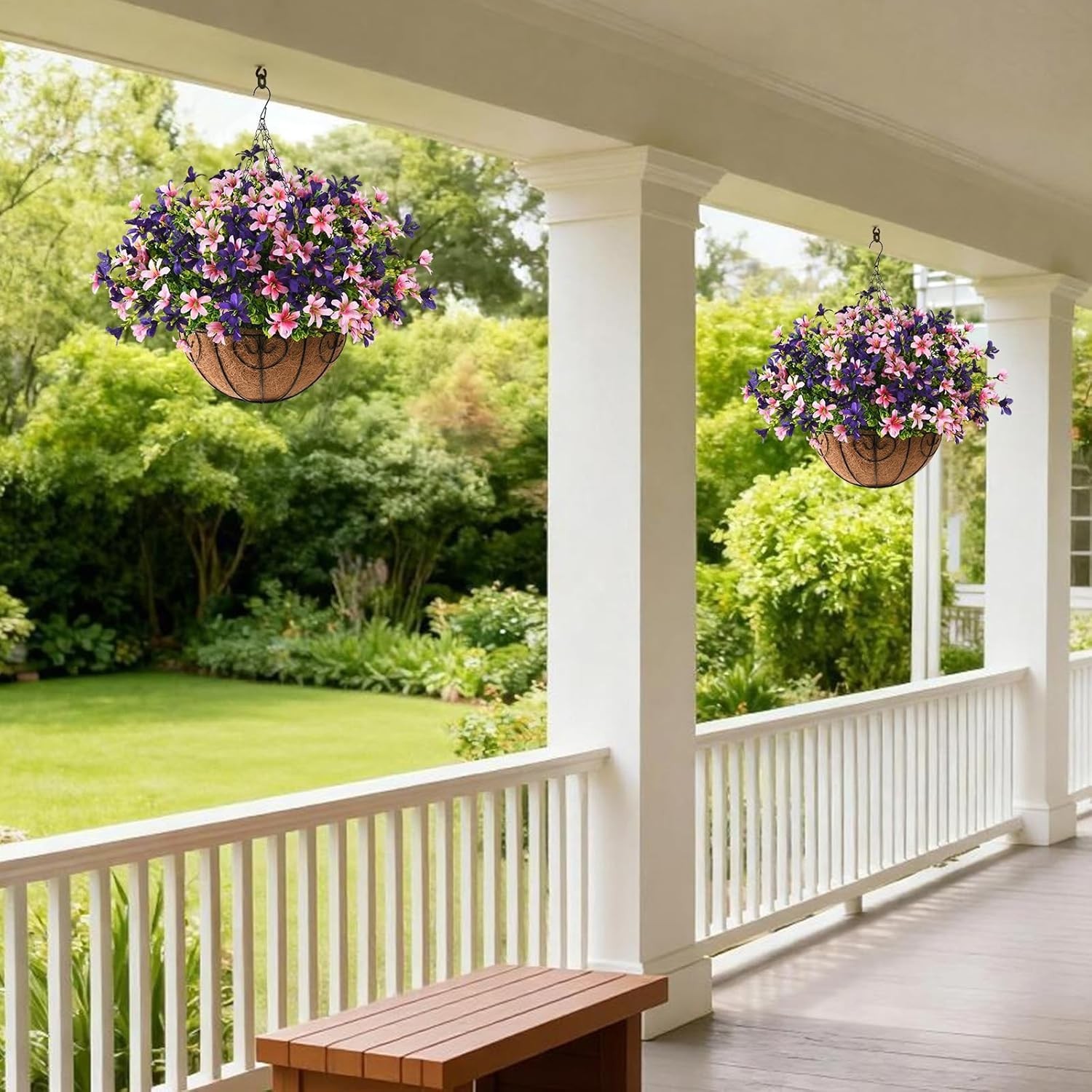 INQCMY 5 Bundles Artificial Hanging Flowers – UV Resistant