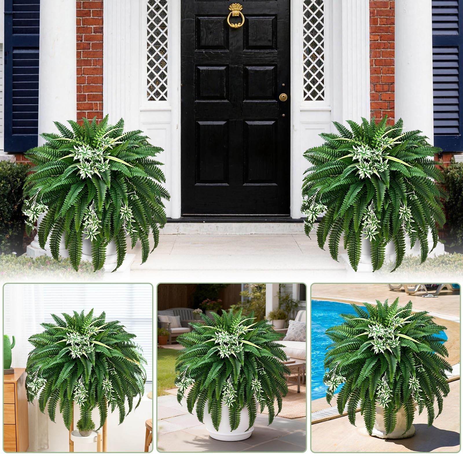 60″ Large Artificial Fern – 118 Branches UV Resistant Faux Boston Fern for Indoo
