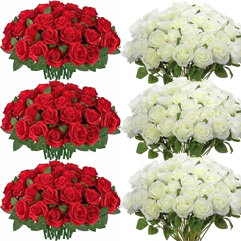 100pcs Artificial Silk Roses Fake Flowers Wedding Party Home Table Decor