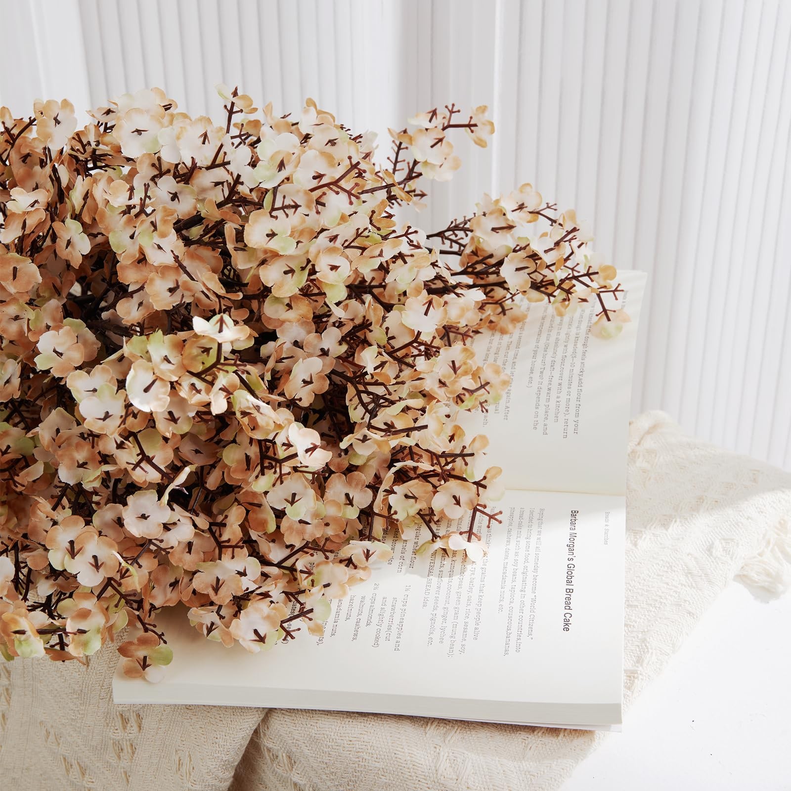 11Pcs Light Brown Babys Breath Artificial Flowers Silk Plants Fake Flowers