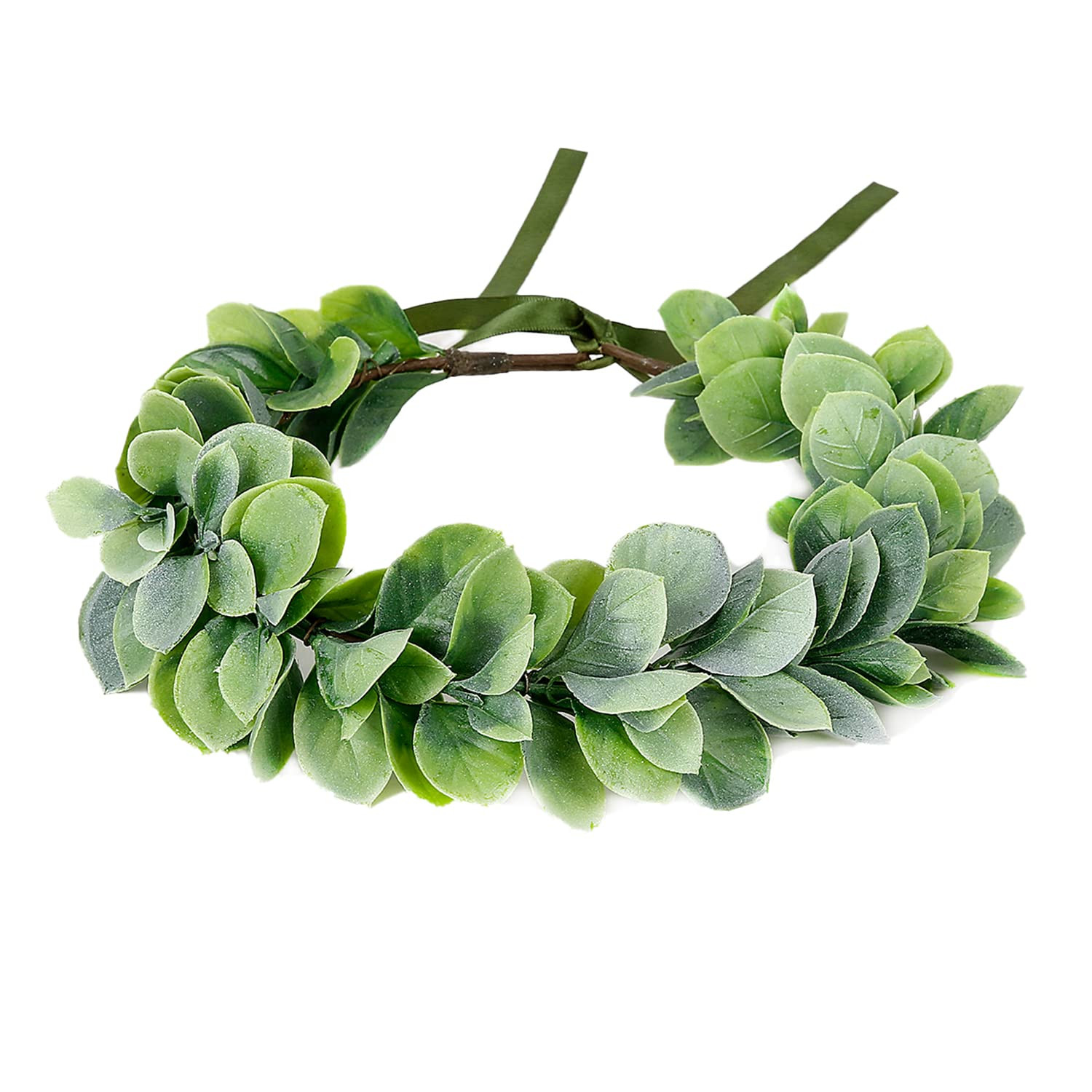 Artificial Green Leaf Crown Eucalyptus Flower Wreath Women Girls Bohemian Headpi